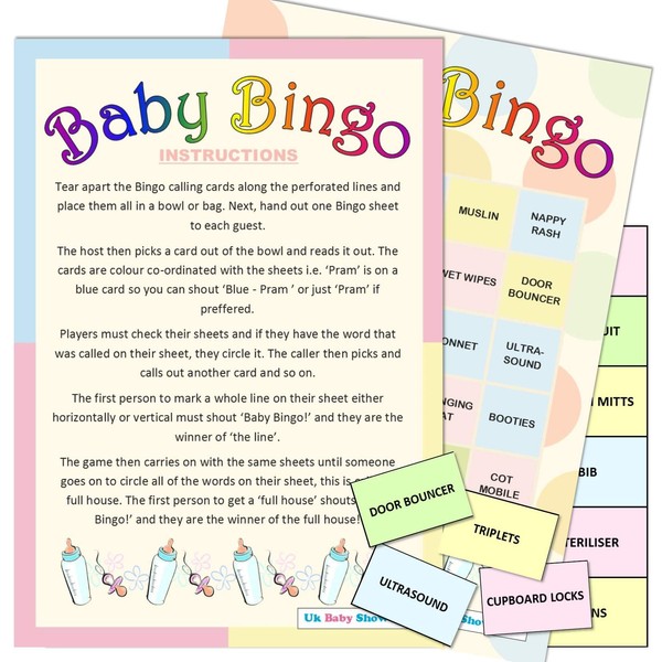 Baby Shower Game - Baby Bingo - 20 Player