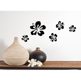 Grandora W916 Toilet Lid Sticker Hibiscus Flowers I White Creative Set I Bathroom Flowers Hibiscus Sticker Wall Sticker Wall Sticker