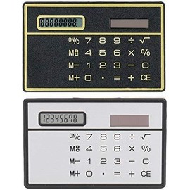 8 Digit Silver and Black Ultra Thin Solar Power Calculator with Touch Screen Credit Card Design Portable Mini Calculator for Business School Basic Office Calculators