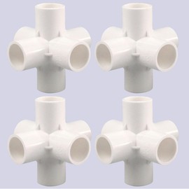 4pcs 1/2" 3/4" 1" 1.2" 1.5" PVC 3/4/5/6-Way Elbow Connector Pipe Fittings Furniture Grade Pipe Connector for DIY PVC Shelf Garden Support Structure Storage Frame, White (3/4" (4Pcs),6-Way Elbow)