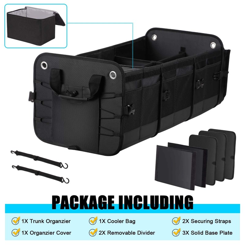 MOJIOO Large Trunk Organizer for Car, SUV, Truck with Removable