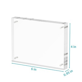 HIIMIEI Acrylic Picture Frame 10x15cm, Magnetic Photo Frame Clear Free Standing Desktop Double Sided Magnetic Picture Display