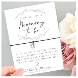 Mummy To Be Wish Bracelet. Pregnancy Congratulations. New Baby Shower Card. Tibetan Baby Feet Charm. Wish String Cord Bracelet. Modern Greeting Card