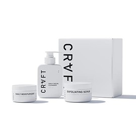 Hair Craft Co.- Kit de cuidado facial para hombres CRVFT  Gel limpiador facial con aloe vera de 3 oz  Hidratante hialurnico de 1 oz  Exfoliante de... 