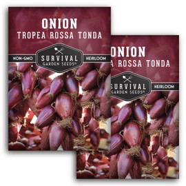 Tropea Rossa Tonda Onion Seeds for Planting – Sweet Italian Red Onion from Calabria with Torpedo Shape & High Yields – Heirloom, Non-GMO, Open-Pollinated – Survival Garden Seeds (2 Packs)