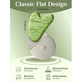 Rena Chris Gua Sha Facial Tools, Xiuyan Jade Stone Guasha Tool for Face Massage, Manual Facial Massager Tool for Jawline Sculpting and Puffiness Reduction with Silicone Case (Green)