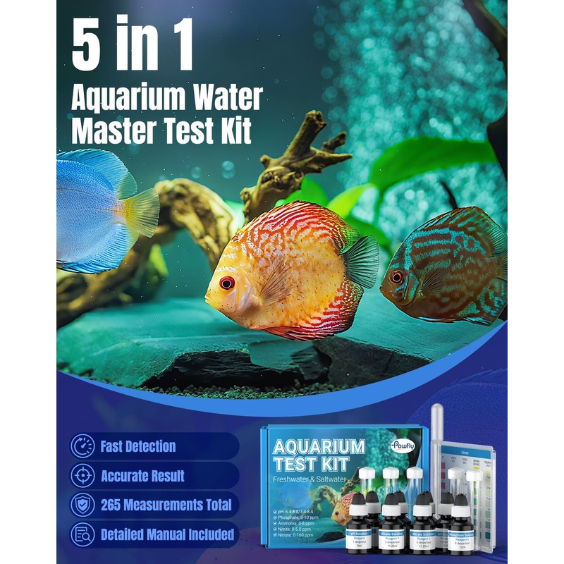 Pawfly 5 in 1 Aquarium Water Master Test Kit, Aquarium