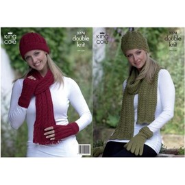 King Cole Ladies Hats, Scarves & Gloves Knitting Pattern 3274