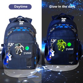 Astronauts Backpack. Luminous Backpack.Anti Theft travel backpack Laptop Backpack Large Capacity Adjustable Shoulder Strap Backpack USB Anime Backpack.Headphone Port Backpack Combination Lock Blue