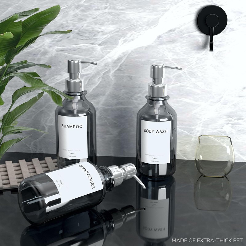 Stylish Shampoo and Conditioner Dispenser Wall Mount Set of 3
