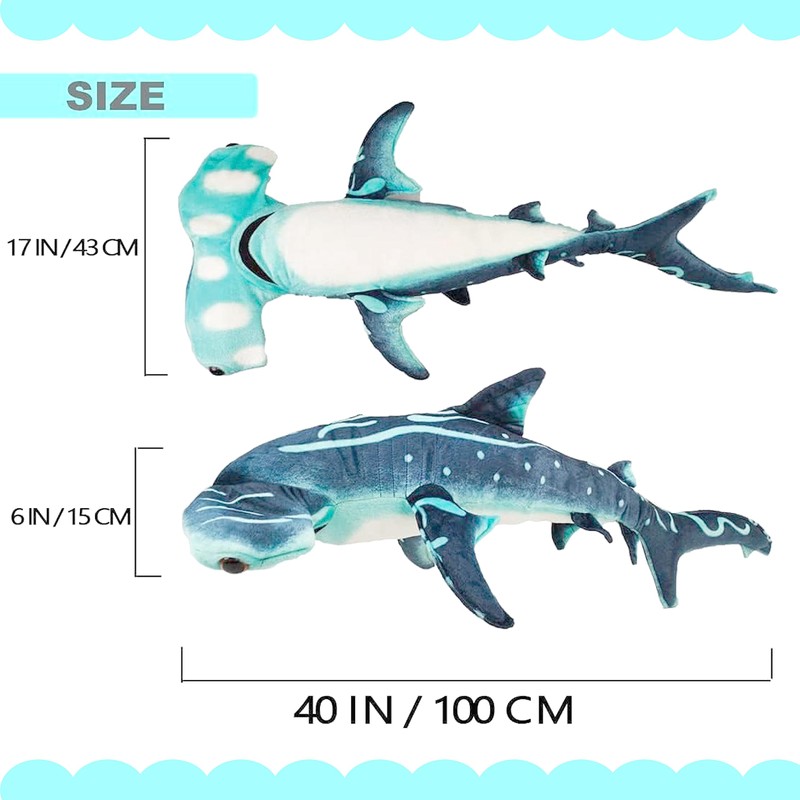 Beeyybuy 40 inch Hammerhead Shark Stuffed Animal - Giant Shark