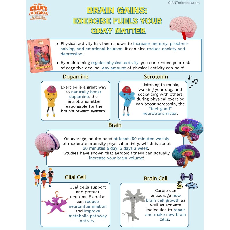 GIANTmicrobes Brain Cell Plush, Neuron Plush, Neuroscience Gift, Neurology Gifts,