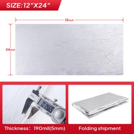 BuyUneed 190 mil Heat Shield Aluminum Foil Mat High Temperature 2300℉ Ceramic Fiber Barrier Insulation Thermal Shield Material Sheet Protection (None-Adhesive, 12" x 24")