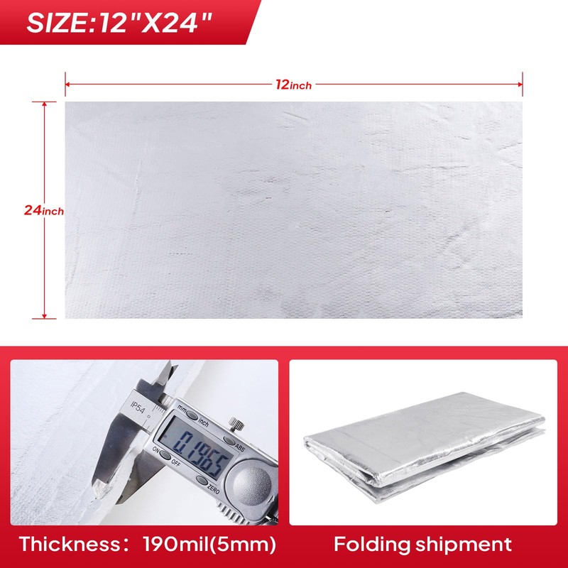 BuyUneed 190 mil Heat Shield Aluminum Foil Mat High Temperature