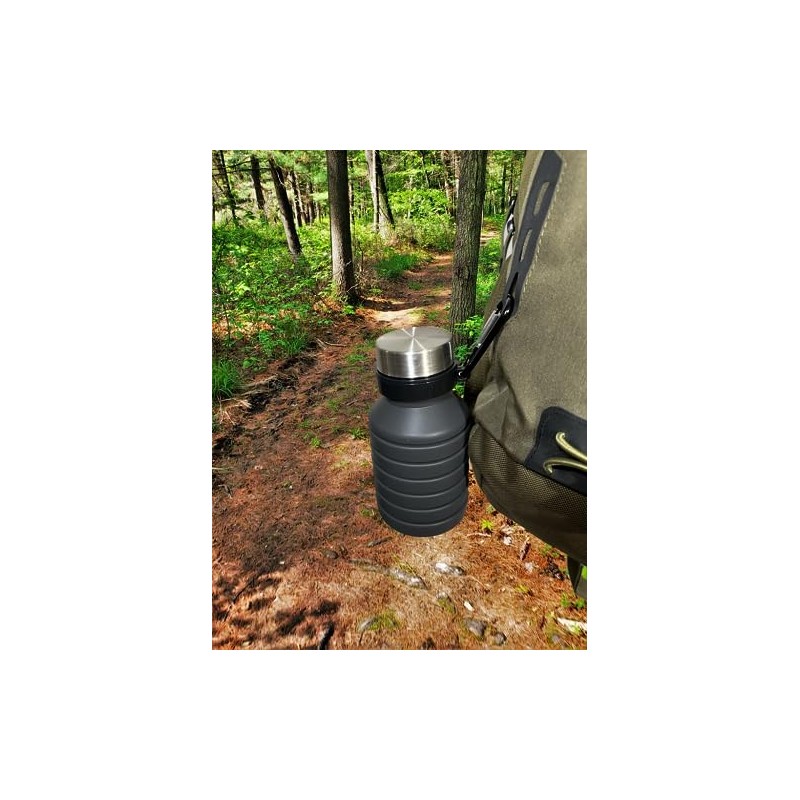 Botella de agua plegable de silicona congelable (negro)