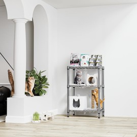 MZG 750 lbs 3 Tier Shelf Metal Storage Shelves Shelving Wire Rack Heavy Duty Closet Organizers for Garage Kitchen Bathroom Laundry Chrome 13.8" D x 23.6" W x 35.5" H