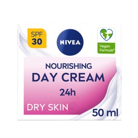 NIVEA NIVEA 24h Nourishing Day Cream Moisturiser SPF30 (50ml), Hydrating Face Moisturiser with Factor 30 Sun Protection, Daily Face Cream for Dry Skin, Skincare Essential