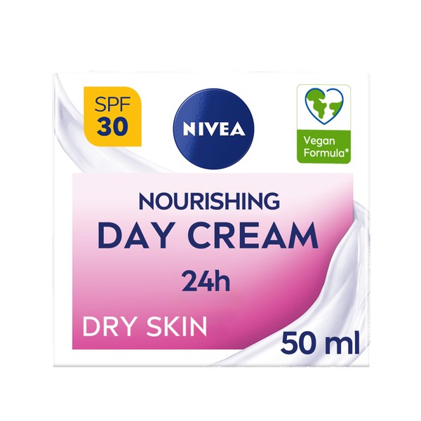 NIVEA NIVEA 24h Nourishing Day Cream Moisturiser SPF30 (50ml), Hydrating