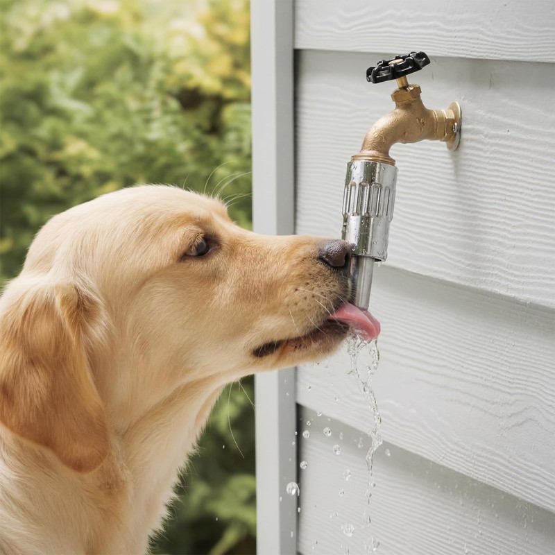 Qinyoung 1 Pack Dog Waterer Faucet, 3/4" Hose Spigot Attachment