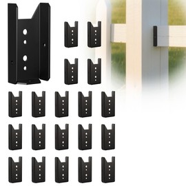 20PCS 2x4 Fence Brackets - Black Powder Coated 18 Gauge 2x4 Brackets for Wood Deck Rail to Post, Heavy Duty Steel Deck Railing Connectors 2 x 4 with Pre-Drilled Screw Holes