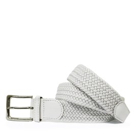 Glamexx24 Unisex Braided Belt, Elastic Fabric Stretch Belt for Men and Women, White