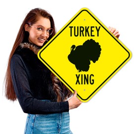 Sigo Signs, Turkey Crossing with Graphic Sign, 18x18 Inches, Rust Free .063 Aluminum, Fade Resistant, Made in USA