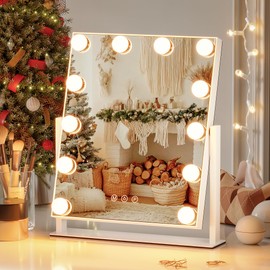 SSTBLEV Vanity Mirror with Lights, 12 Bulbs Makeup Mirror with Smart Touch Control, 3-Color Dimmable Lighting, 360° Rotation
