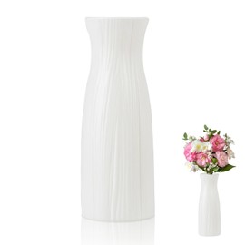 Plastic Flower Vase, Nordic Style Unbreakable Tall Vase Aesthetic Modern Vase White Small Tall Conic Floral Vase for Wedding Living Room Dining Room Home Decor (A Type Large White)