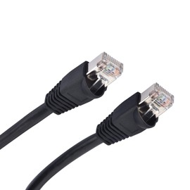Outdoor Ethernet Shielded Cat 5e Cable, Waterproof Buried-able UV Resistant-RJ45 Plug Connector (100ft)