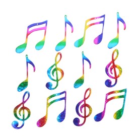 Milisten Music Note Pendant Charms Christmas Music Note Ornament 12pcs Iridescent Treble Clef Tree Hanging Decoration Rainbow Musical Notes Pendant Charm Xmas Party Supplies