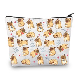 Pug Cosmetic Bag Pug Gift for Pug Lovers I Love Pugs Makeup Bag Pug Owner Gift Cute Pug Dog Travel Organizer Ba (Pugs Bag)