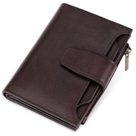 Airkit Small Wallet Women RFID Blocking Genuine Leather Bifold Compact Card Holder Wallet for Women with Zipper Coin Pocket 4 ID Window