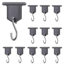 RVPNR 12 Pcs RV Awning Light Holder - Camper Hook Accessory, Plastic and Metal S Shaped Hook, Gray Support Hanger for Camping Tent Indoor Outdoor Decor (12 Pieces)