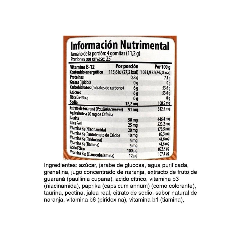 Vitamina B-12 Belabear sabor naranja 280 g