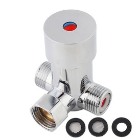 G1/2 Hot Cold Water Mixing Valve, 3 Ways Brass Thermostatic Mixer Valve Temperature Control for Automatic Faucet