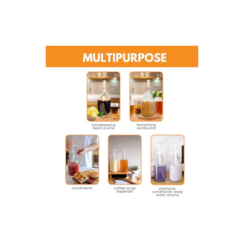 Fastrack 8-Pack 1 Gallon Glass Jug (128 oz) WITHOUT CAPS