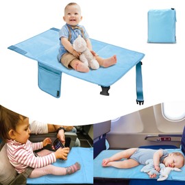 Happy Nest Toddler Airplane Bed & Airplane Seat Extender for Kids - Portable Foot Rest for Children Flights, Soft Velvet Toddler Plane Bed, Lightweight Machine Washable Travel Essentials (Blue)