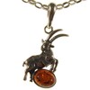 Baltic amber and sterling silver 925 cognac goat pendant (no