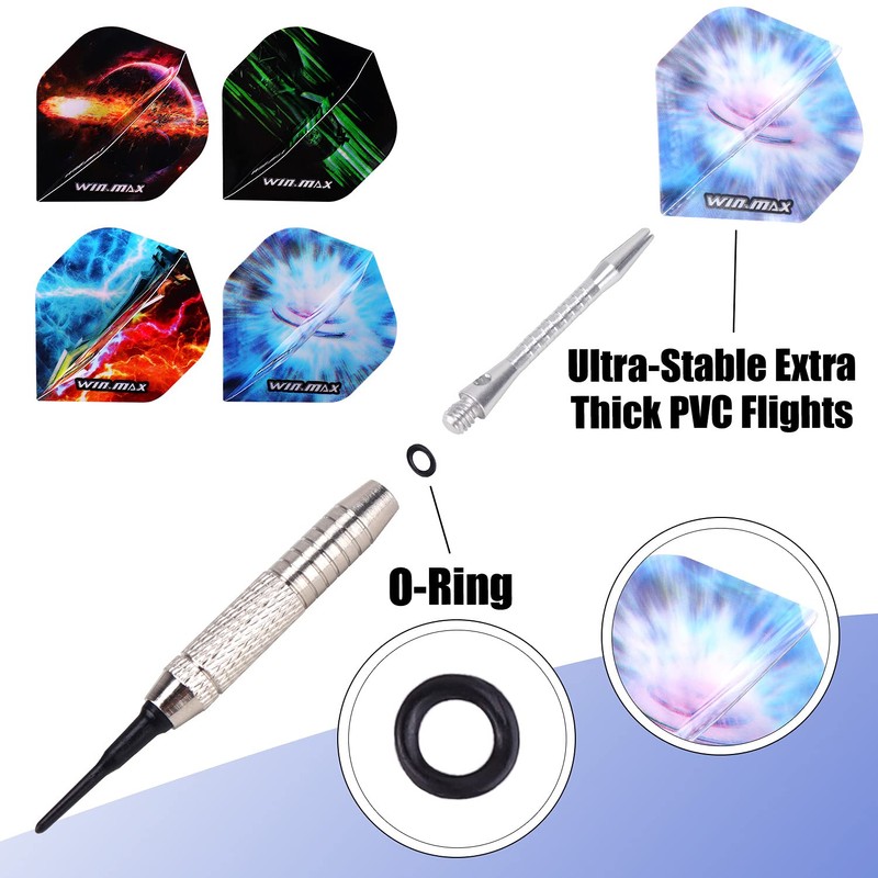 WIN.MAX Darts with plastic tip for electronic dartboard, 12 pieces,