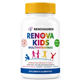 Vitaminas Niños 4-12 Años con Omega 3, Colina, DHA y 12 Vitaminas y Minerales Esenciales | Multivitamínico Infantil | 120 Tabletas Sabor Frutos Rojos