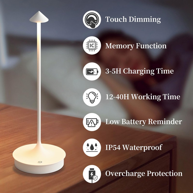 Cordless Table Lamp Rechargeable LED Battery Operated 4000mAh Table Lamp