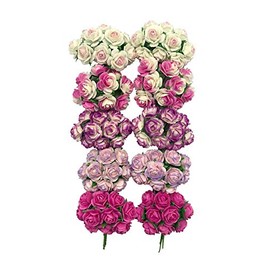 100 pcs mini Rose mixed Pink colors Mulberry Paper Flower 15-18 mm Scrap Booking Wedding Doll House Supplies Card, Small Roses