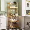 Trironsun Bamboo Bakers Rack with Charging Station 5-Tier Microwave Stand