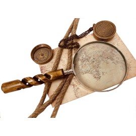 FYNJREX Bronze Brass Magnifying Glass, 4" Lens, 10x Magnification, Antique Finish, Bone Handle