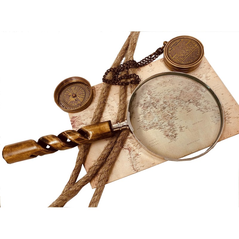 FYNJREX Bronze Brass Magnifying Glass, 4" Lens, 10x Magnification, Antique