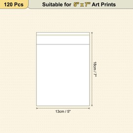 sourcing map 7.1"x 5.1" Acid-Free Picture Sleeve, 120 Pack Crystal Clear Photo Sleeves Storage Bags Transparent Sealing Bag for 5.1"x 5.9" Art Prints, Pictures, Photos, Frame Mats Mattes