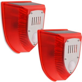 DINOWIN Solar Alarm Light, Waterproof PIR Motion Sensor Alarm 129 dB Loud Security Alarm System with Shooting Sounds and Dog Barking Sound Effects (Pack of 2)