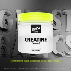 GHOST Basics Creatine Monohydrate Powder for Men & Women – 5G Creapure Creatine Workout Supplement for Muscle Gain – Vegan, Soy Free & Gluten Free - 50 Servings