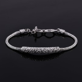 IJ INSPIRING JEWELLERY Handmade Designer TAG Bar Bracelet in Solid 925 Sterling Silver 12 grams 7-7.5 Inches