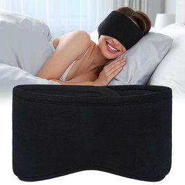 FRESHME Black Sleep Mask with Noise Cancelling Earmuffs - Blocks Light, Contoured Blindfold, Eye Mask with Ear Protection for Men and Women, Side Sleepers, Night Gift